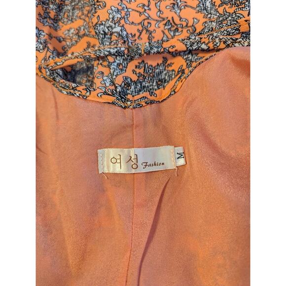 Korean Fashion Neon Orange Floral Sleeveless Strappy Romper Medium - Picture 9 of 9